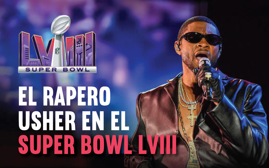 El rapero Usher en el Super Bowl LVIII